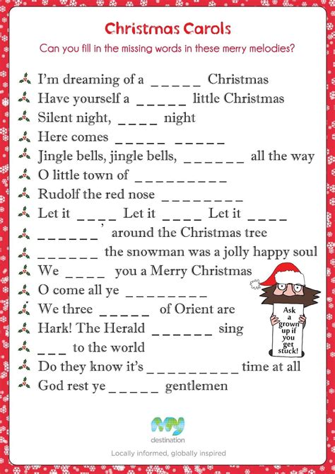 Finish The Christmas Lyrics Printable